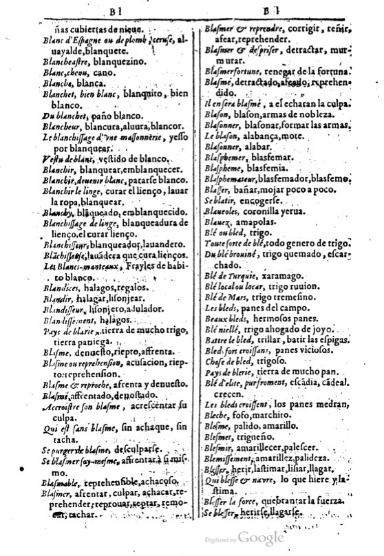 1616 - Veuve Marc Orry - Trésor des deux langues espagnole et française (Première et Seconde parties) - BM Lyon