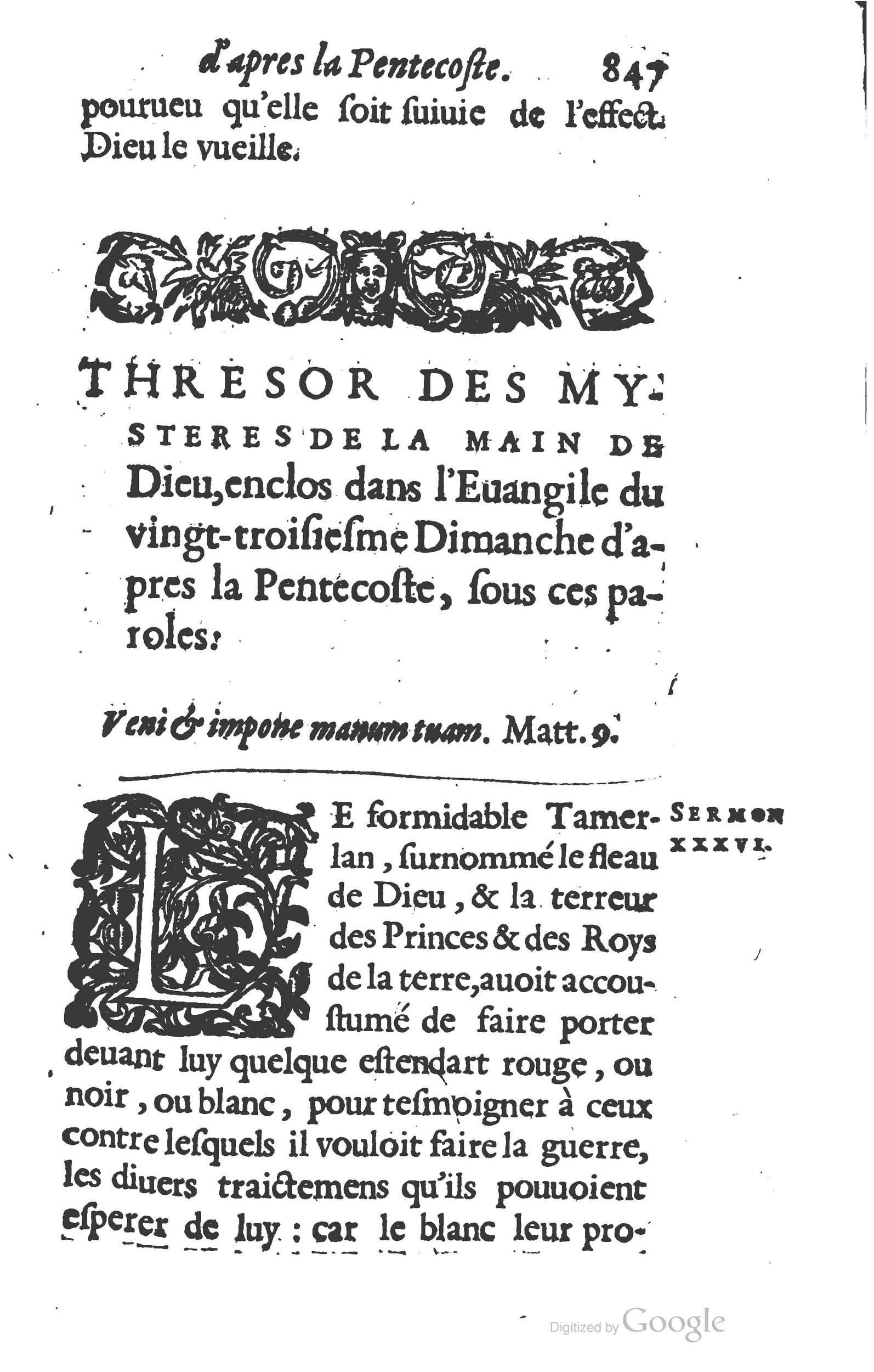 1629 - Manassés de Préaulx - Sermons ou Trésors de la piété chrétienne - BM Lyon