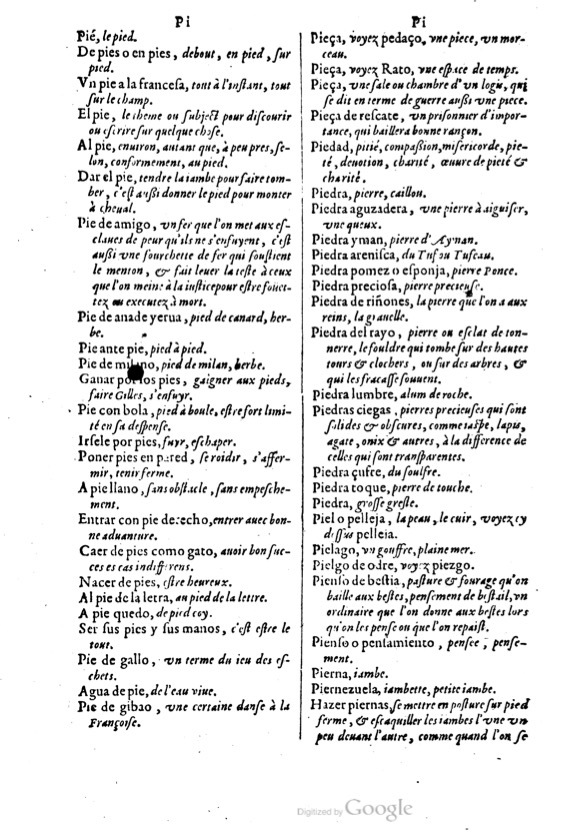 1621 - Adrian Tiffaine - Trésor des deux langues espagnole et française - BM Lyon