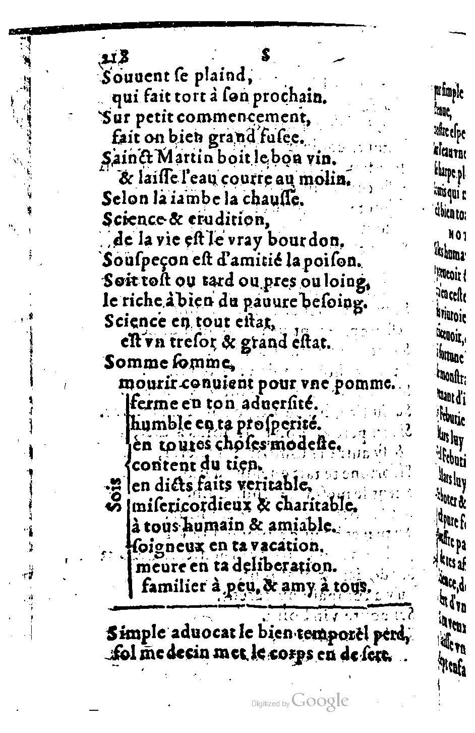 1582 - Nicolas Bonfons - Trésor des sentences dorées - BM Lyon