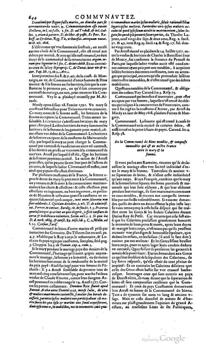 1629 - Veuve Nicolas Buon - Trésor du droit français (29620 T. 1) - BM Lyon
