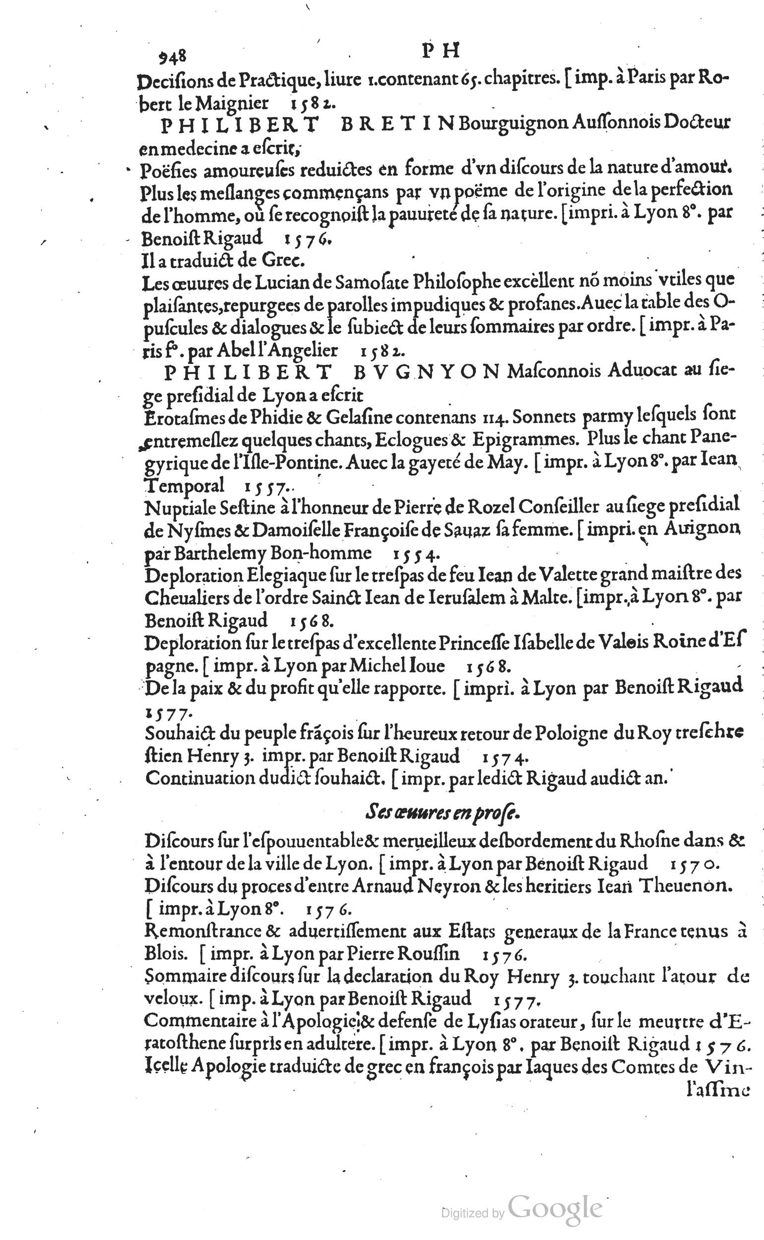 1585 - Barthélemy Honorat - Bibliothèques françaises - BSB Munich