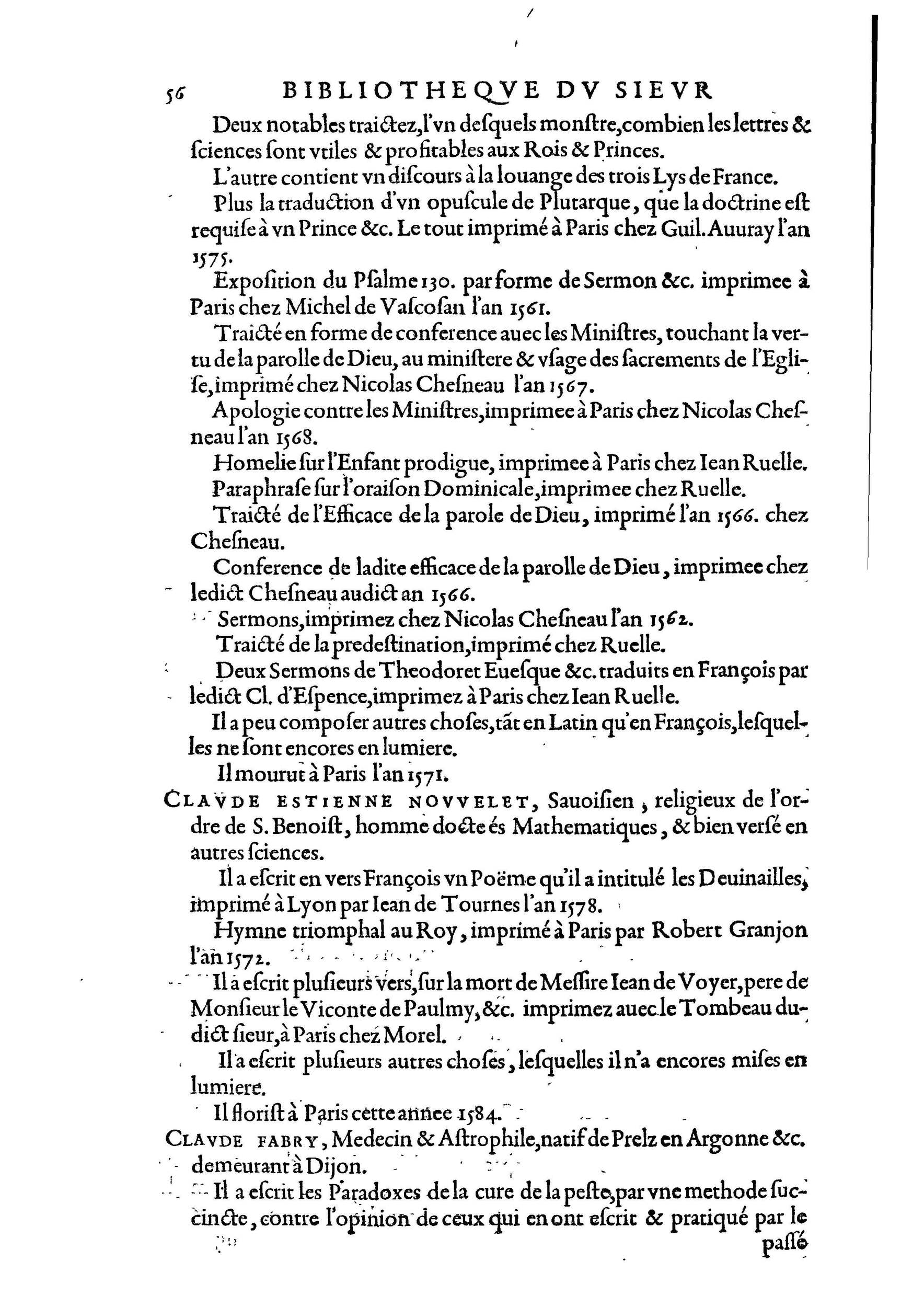 1584 - Abel L&#039;Angelier - Bibliothèques françaises - BnF