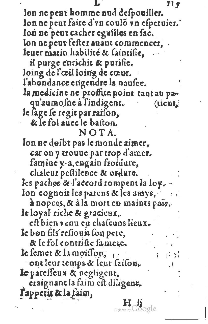 1581 - Nicolas Bonfons  - Trésor des sentences dorées - Princeton