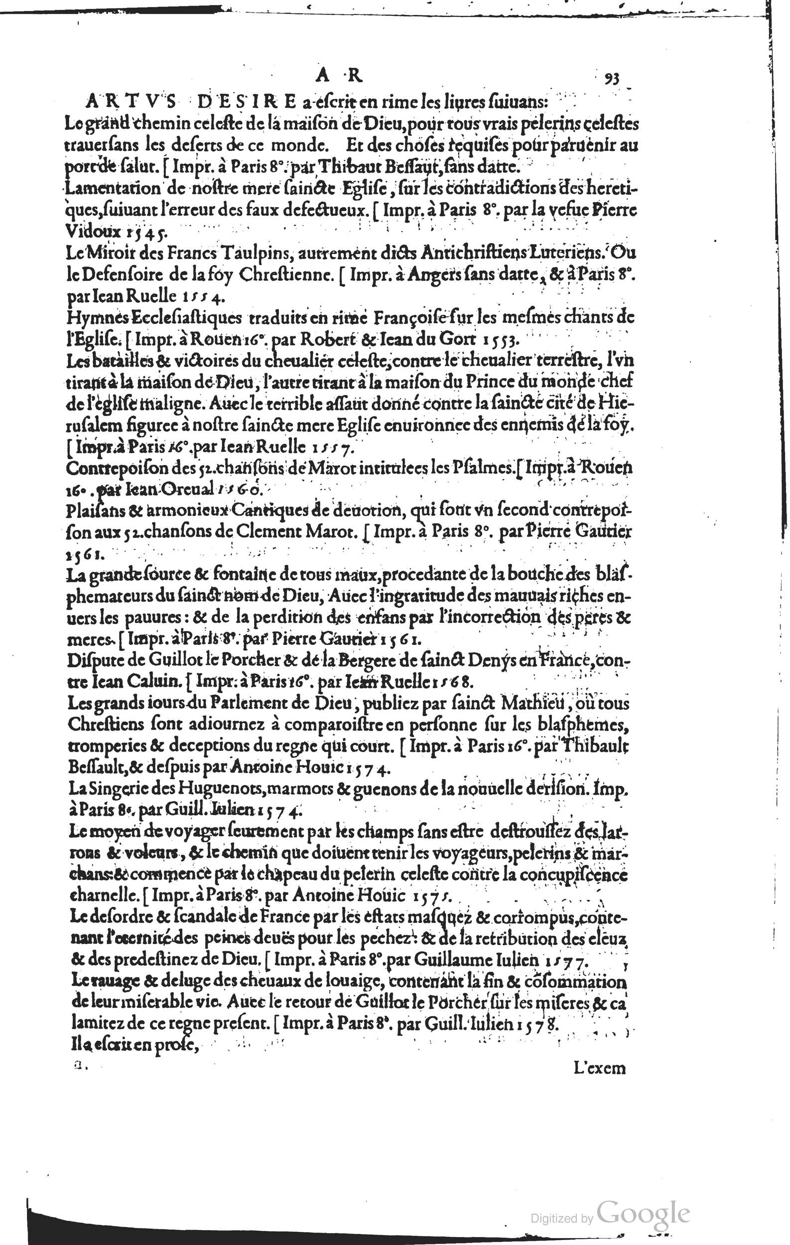 1585 - Barthélemy Honorat - Bibliothèques françaises - BSB Munich