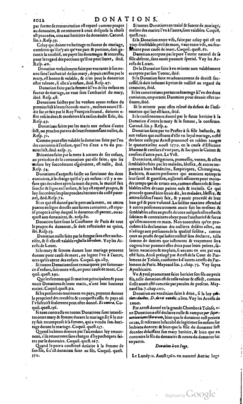 1629 - Veuve Nicolas Buon - Trésor du droit français (29620 T. 1) - BM Lyon