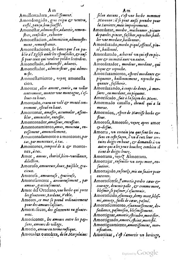1621 - Adrian Tiffaine - Trésor des deux langues espagnole et française - BM Lyon