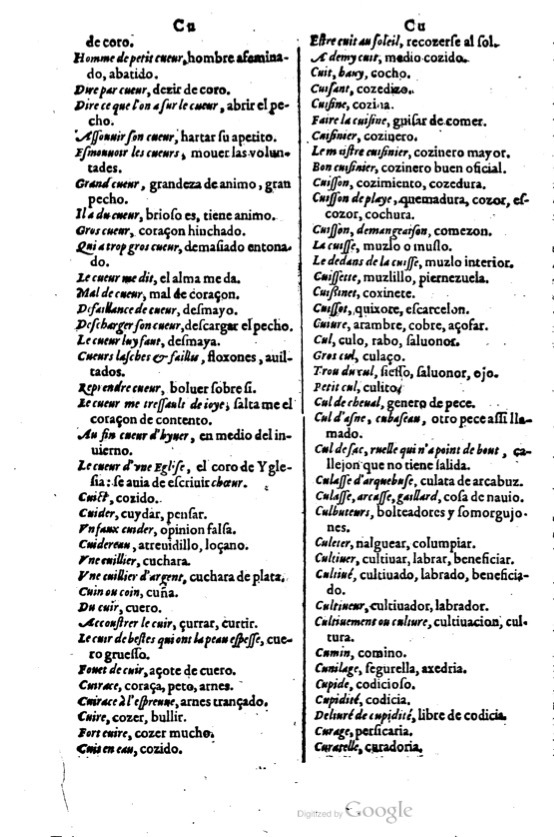 1621 - Adrian Tiffaine - Trésor des deux langues espagnole et française - BM Lyon