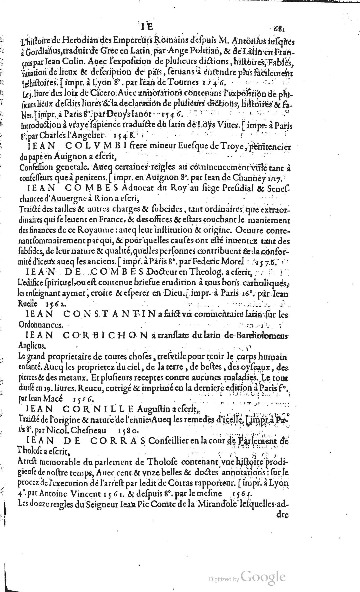 1585 - Barthélemy Honorat - Bibliothèques françaises - BSB Munich