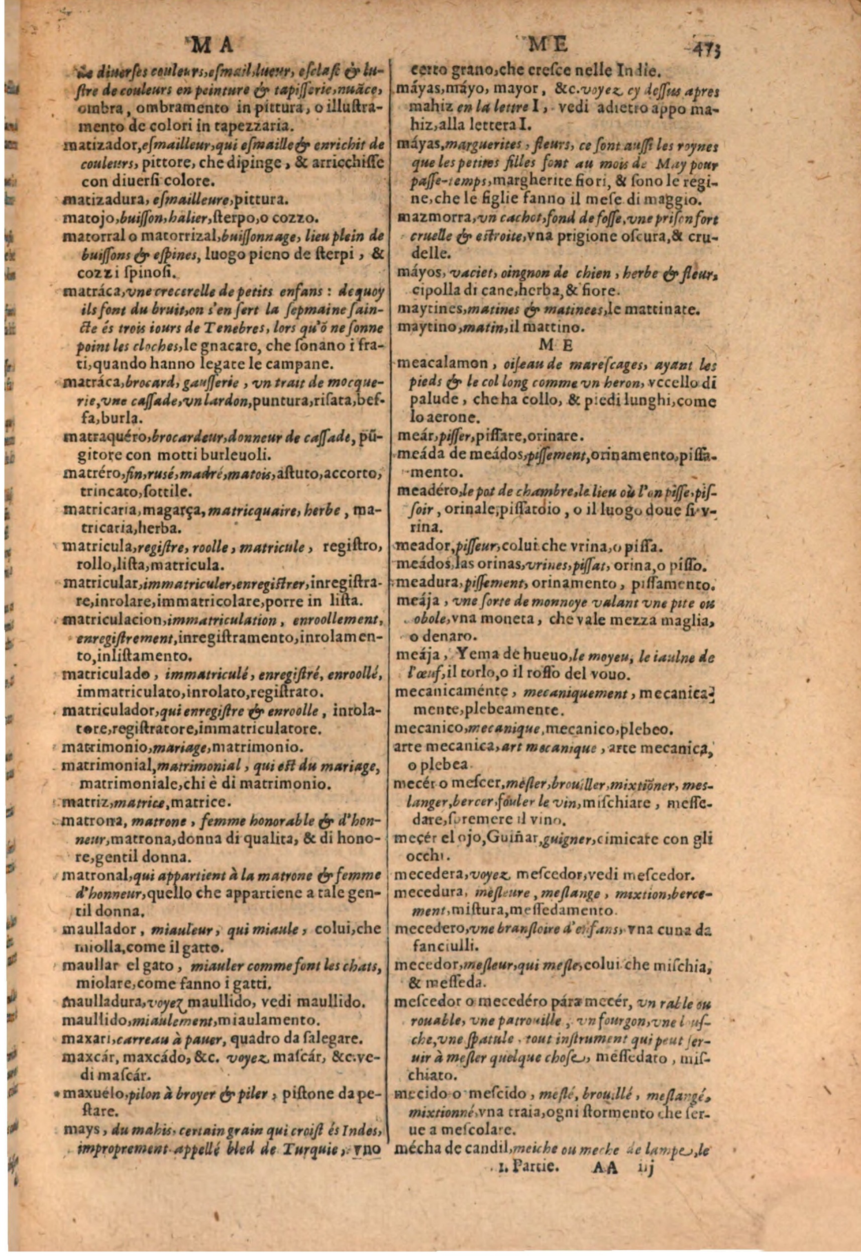 1606 - Samuel Crespin - Thresor des trois langues, francoise, italiene et espagnolle - BSB Munich