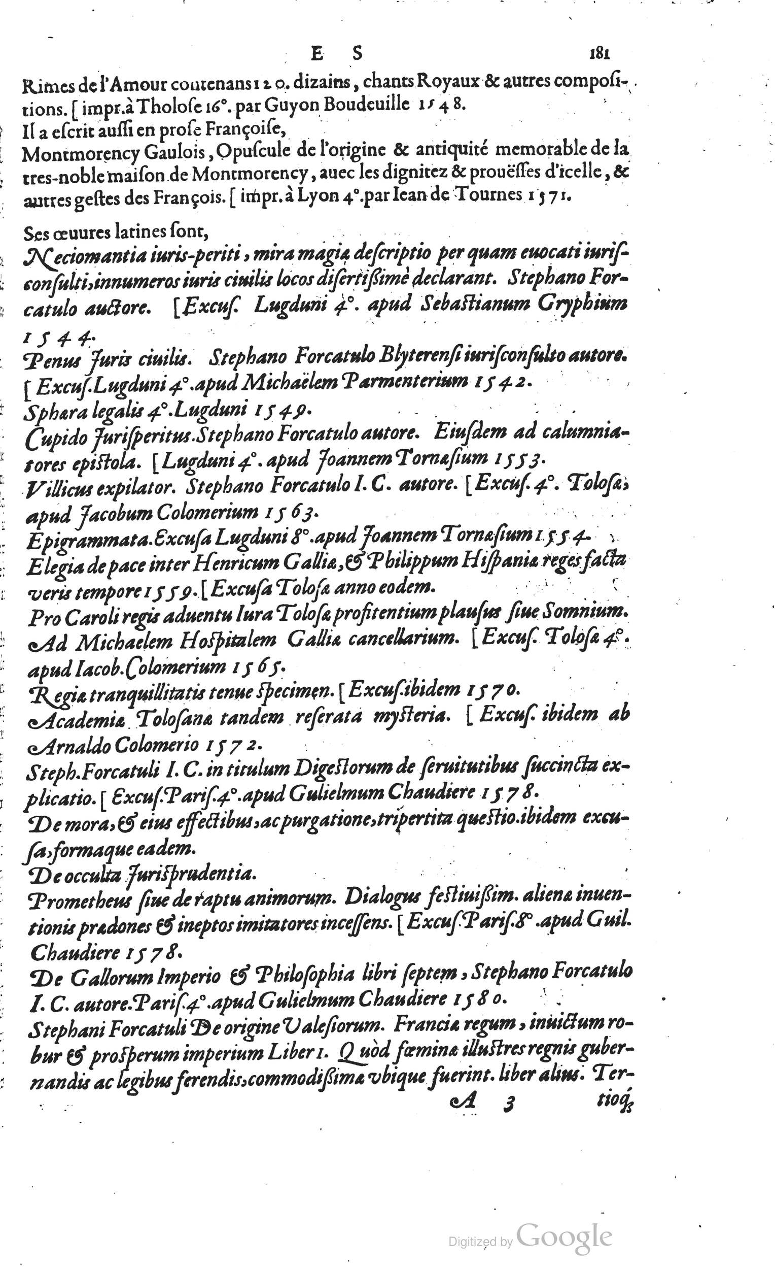 1585 - Barthélemy Honorat - Bibliothèques françaises - BSB Munich