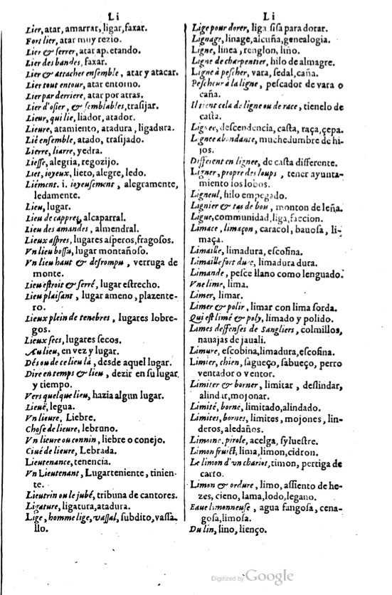 1621 - Adrian Tiffaine - Trésor des deux langues espagnole et française - BM Lyon
