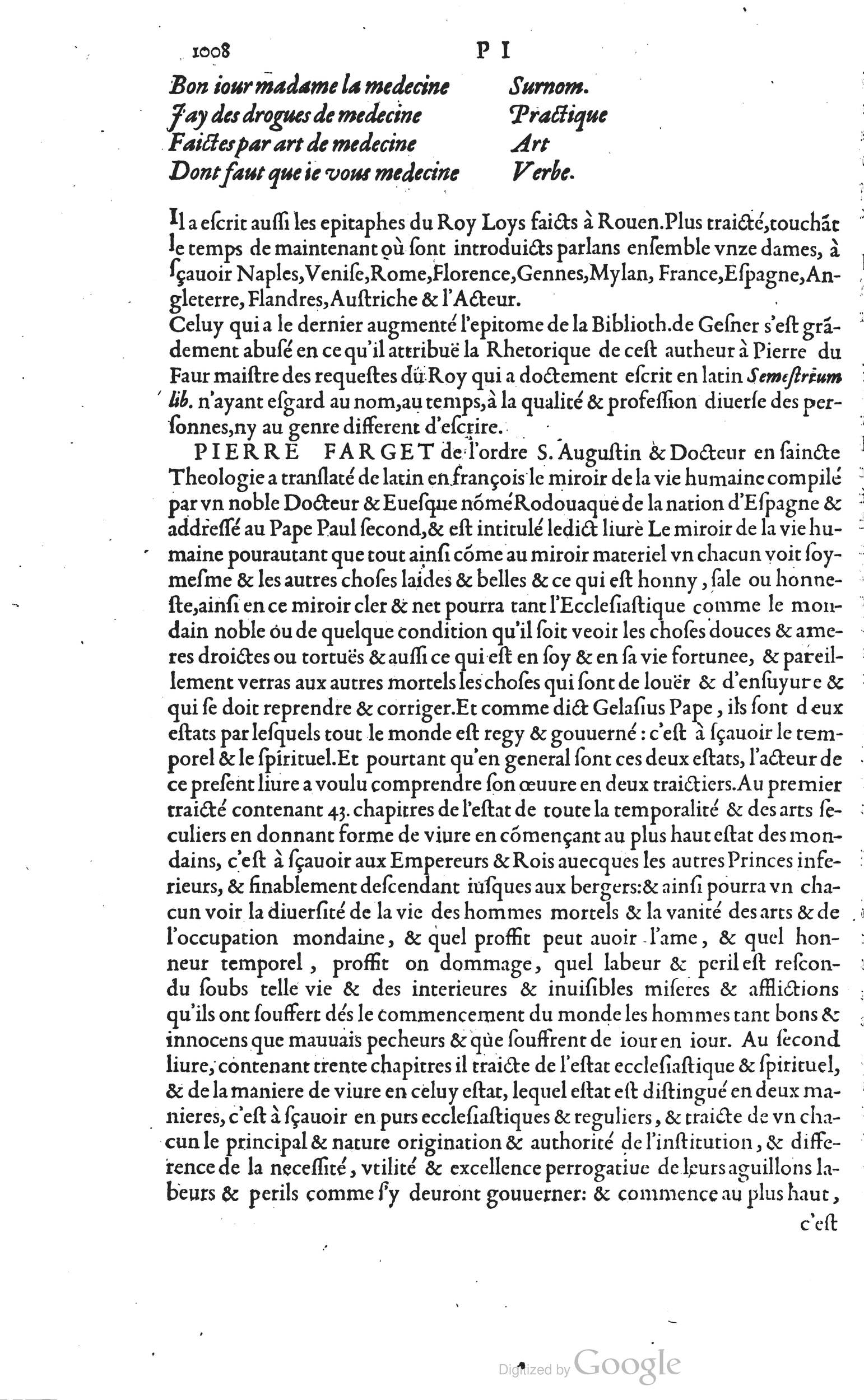 1585 - Barthélemy Honorat - Bibliothèques françaises - BSB Munich