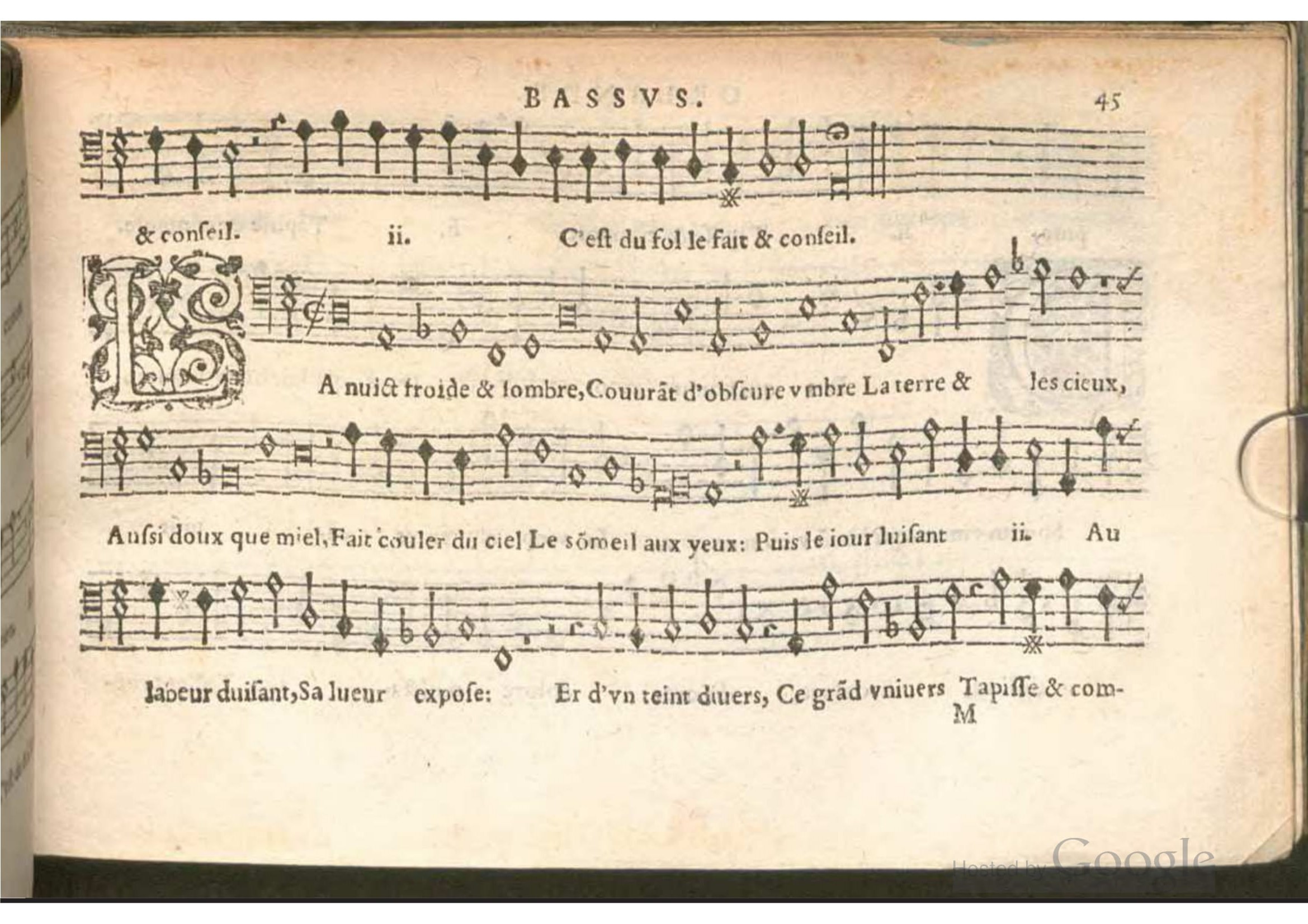 1576 - [Pierre de Saint-André] - Trésor de musique d’Orlande de Lassus Bassus - BSB Munich