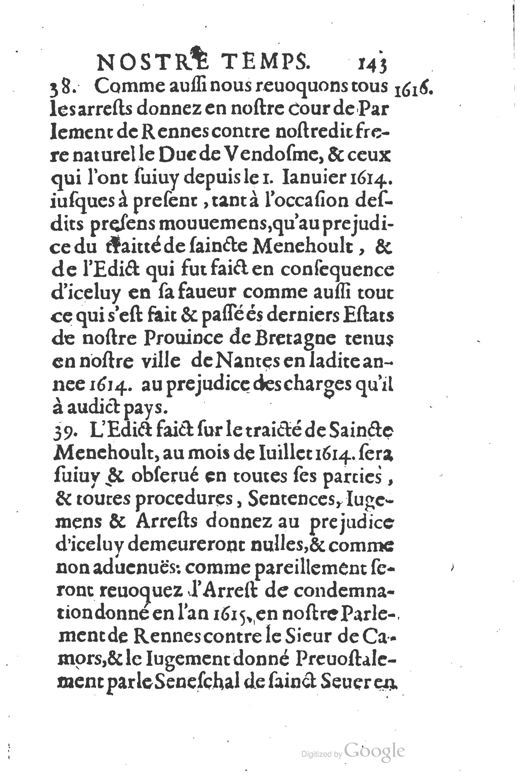 1626 - Joseph Bouillerot - Trésor de l’histoire générale de notre temps - BSB Munich