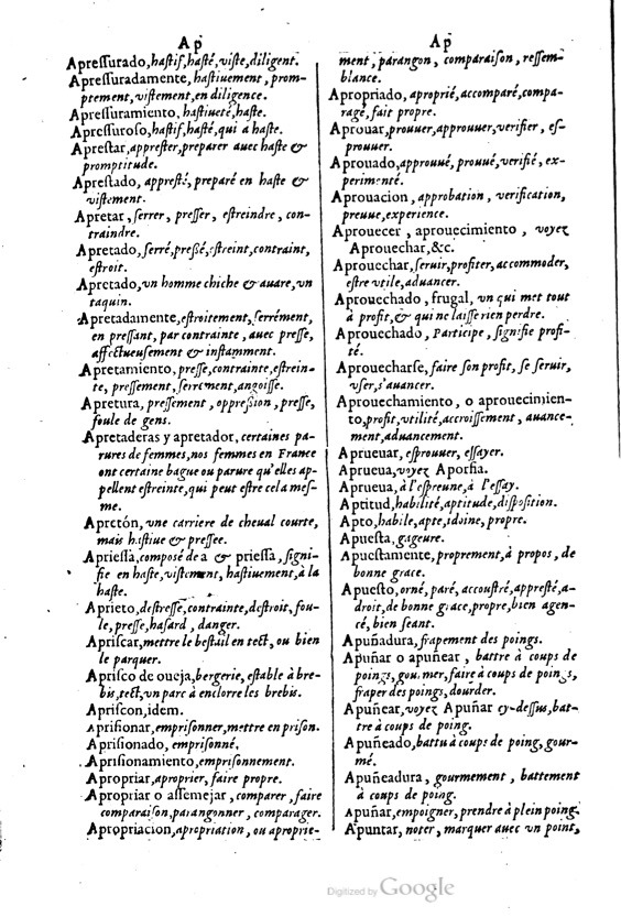 1621 - Adrian Tiffaine - Trésor des deux langues espagnole et française - BM Lyon