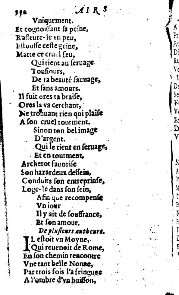 1606 - Théodore Reinsart - Trésor des chansons amoureuses recueillies des plus excellents airs de cour - Livre I - NK ČR Prague