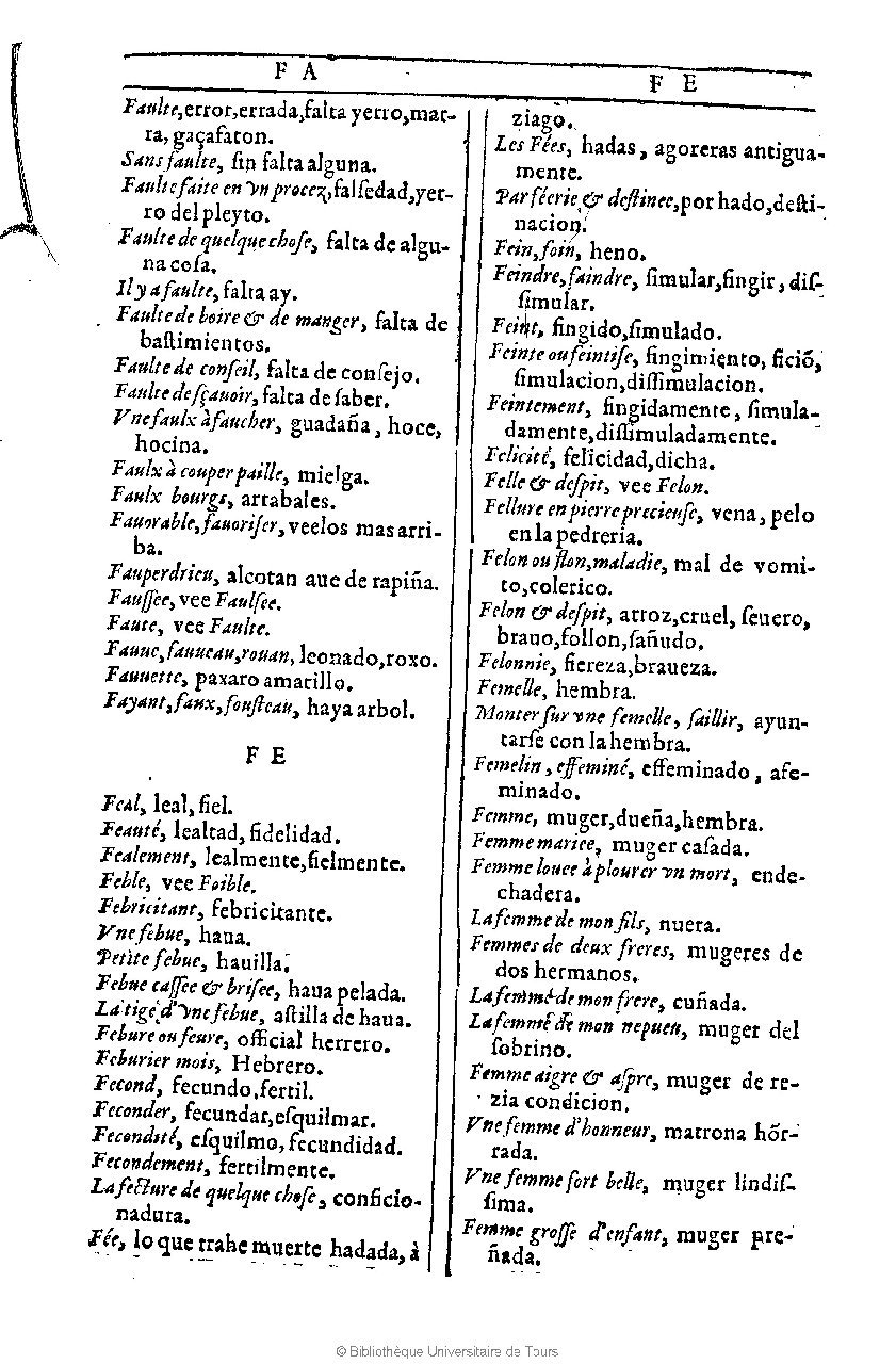 1607 - Marc Orry - Trésor des deux langues espagnole et française (Première et Seconde parties) - BU Tours