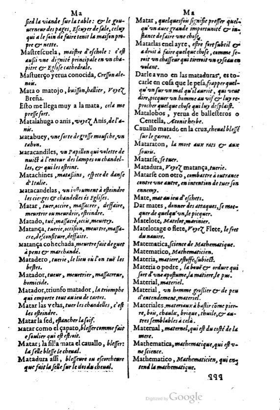 1621 - Adrian Tiffaine - Trésor des deux langues espagnole et française - BM Lyon