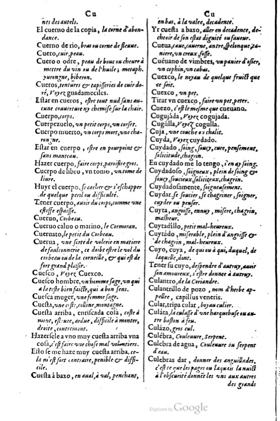 1621 - Adrian Tiffaine - Trésor des deux langues espagnole et française - BM Lyon