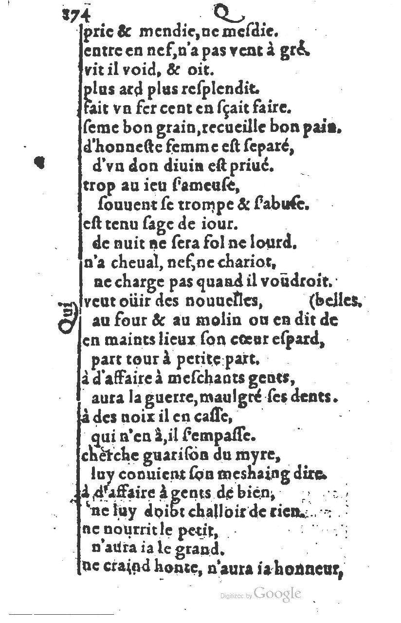 1581 - Nicolas Bonfons  - Trésor des sentences dorées - Princeton