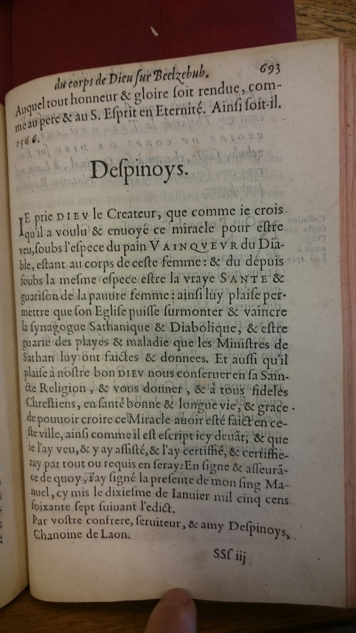 1578 - Nicolas Chesneau - Trésor et entière histoire de la triomphante victoire du corps de Dieu sur l’esprit malin - BM Lyon