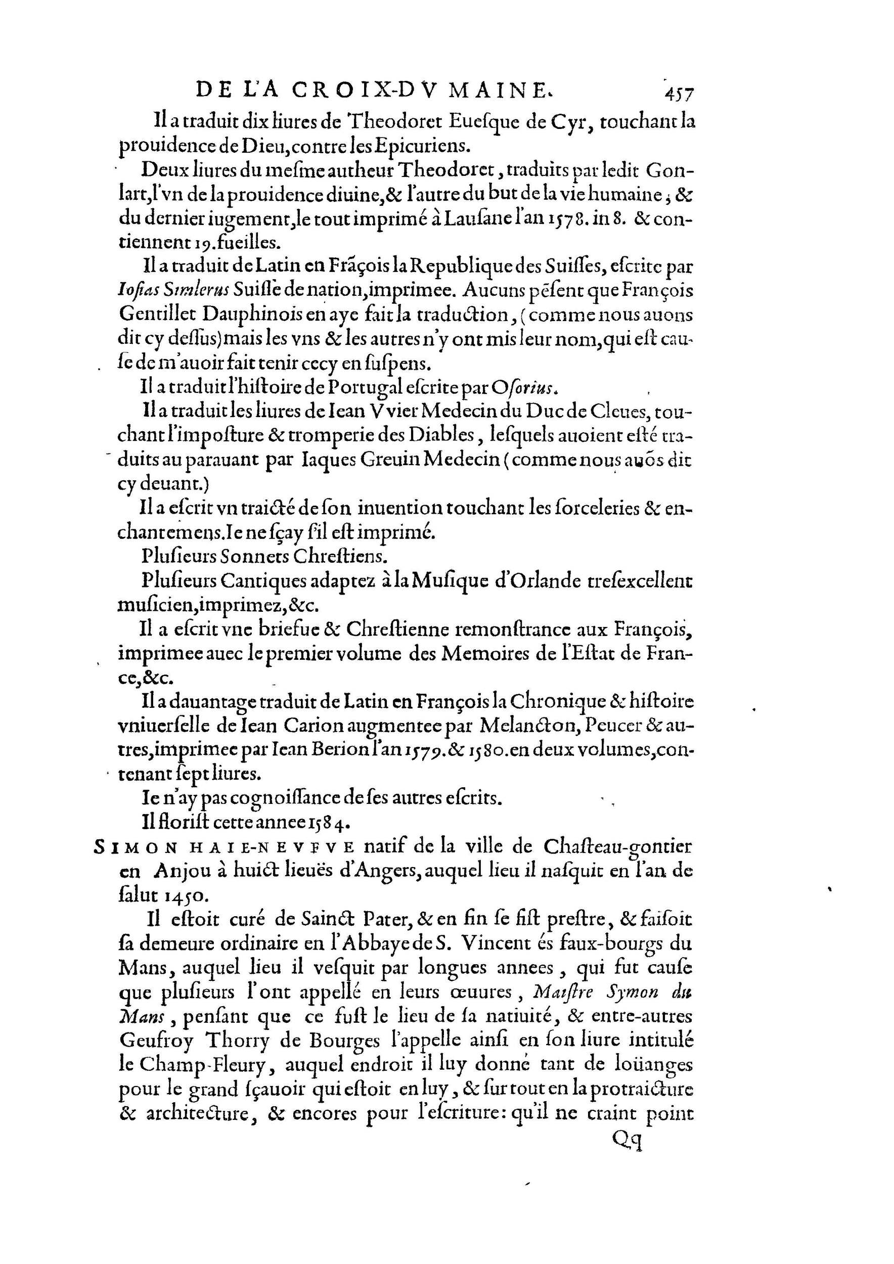 1584 - Abel L&#039;Angelier - Bibliothèques françaises - BnF