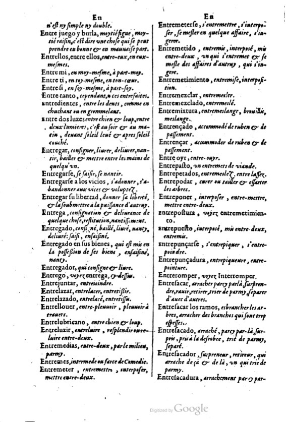 1621 - Adrian Tiffaine - Trésor des deux langues espagnole et française - BM Lyon