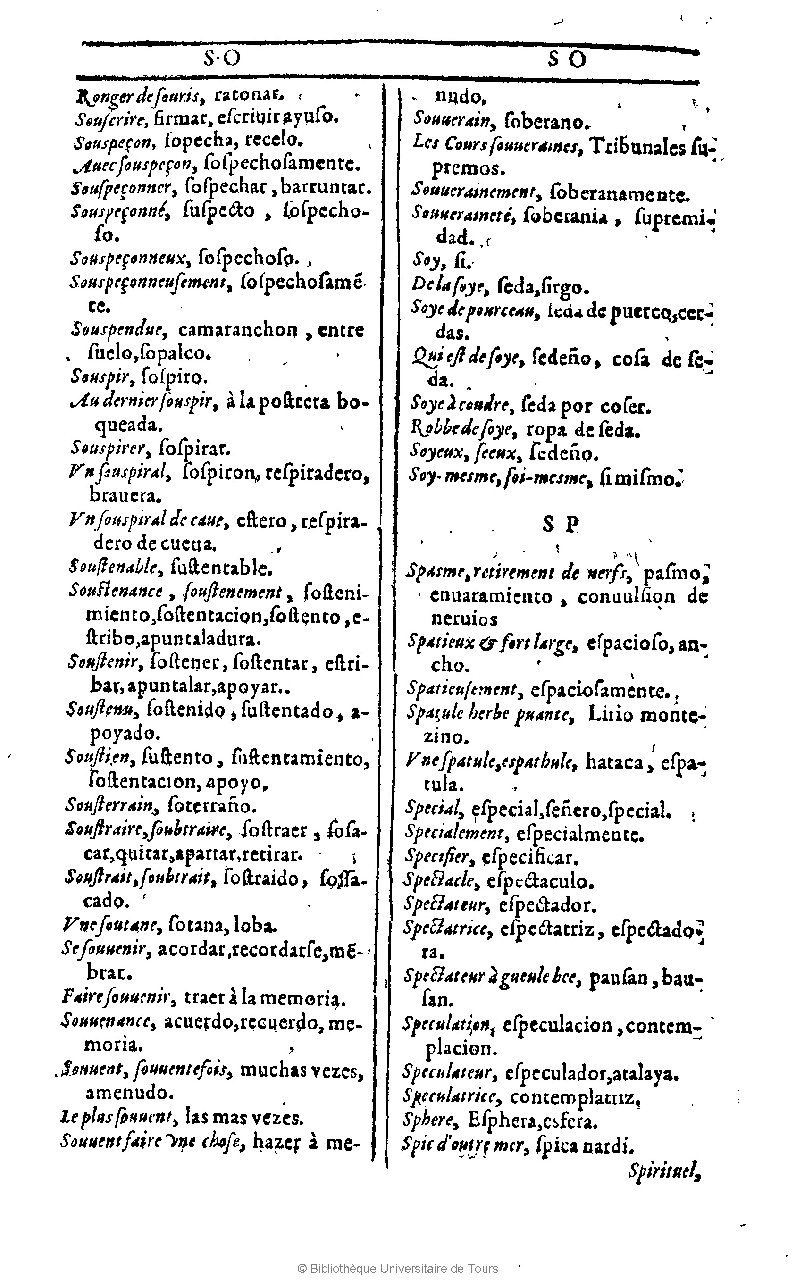1607 - Marc Orry - Trésor des deux langues espagnole et française (Première et Seconde parties) - BU Tours