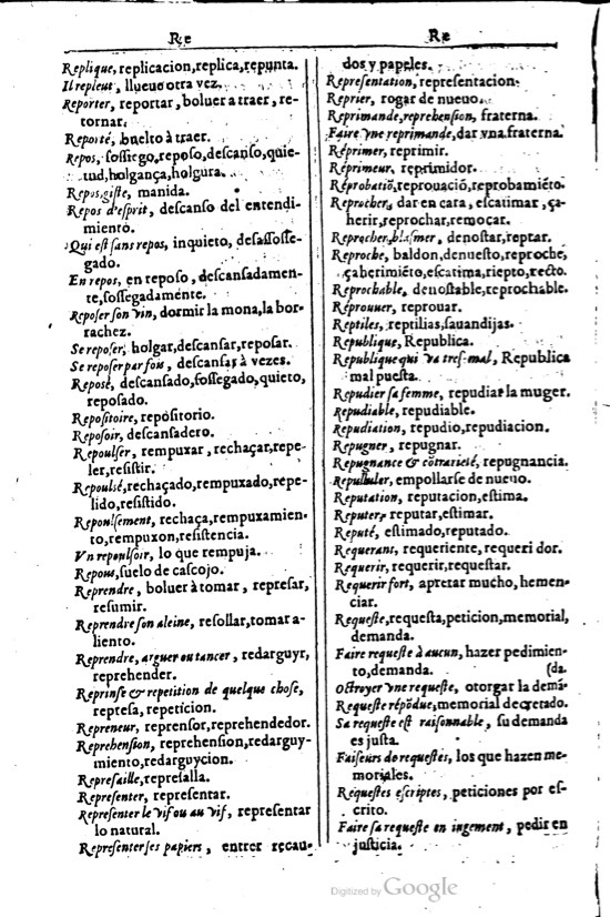1616 - Veuve Marc Orry - Trésor des deux langues espagnole et française (Première et Seconde parties) - BM Lyon