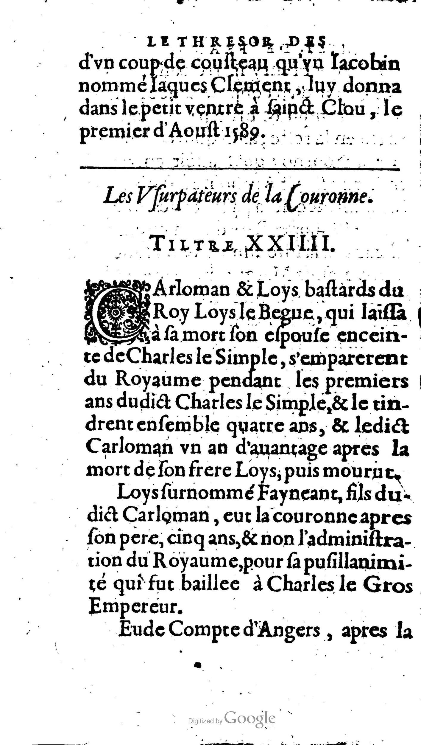 1604 - Galiot Corrozet - Trésor des histoires de France - BNC Florence