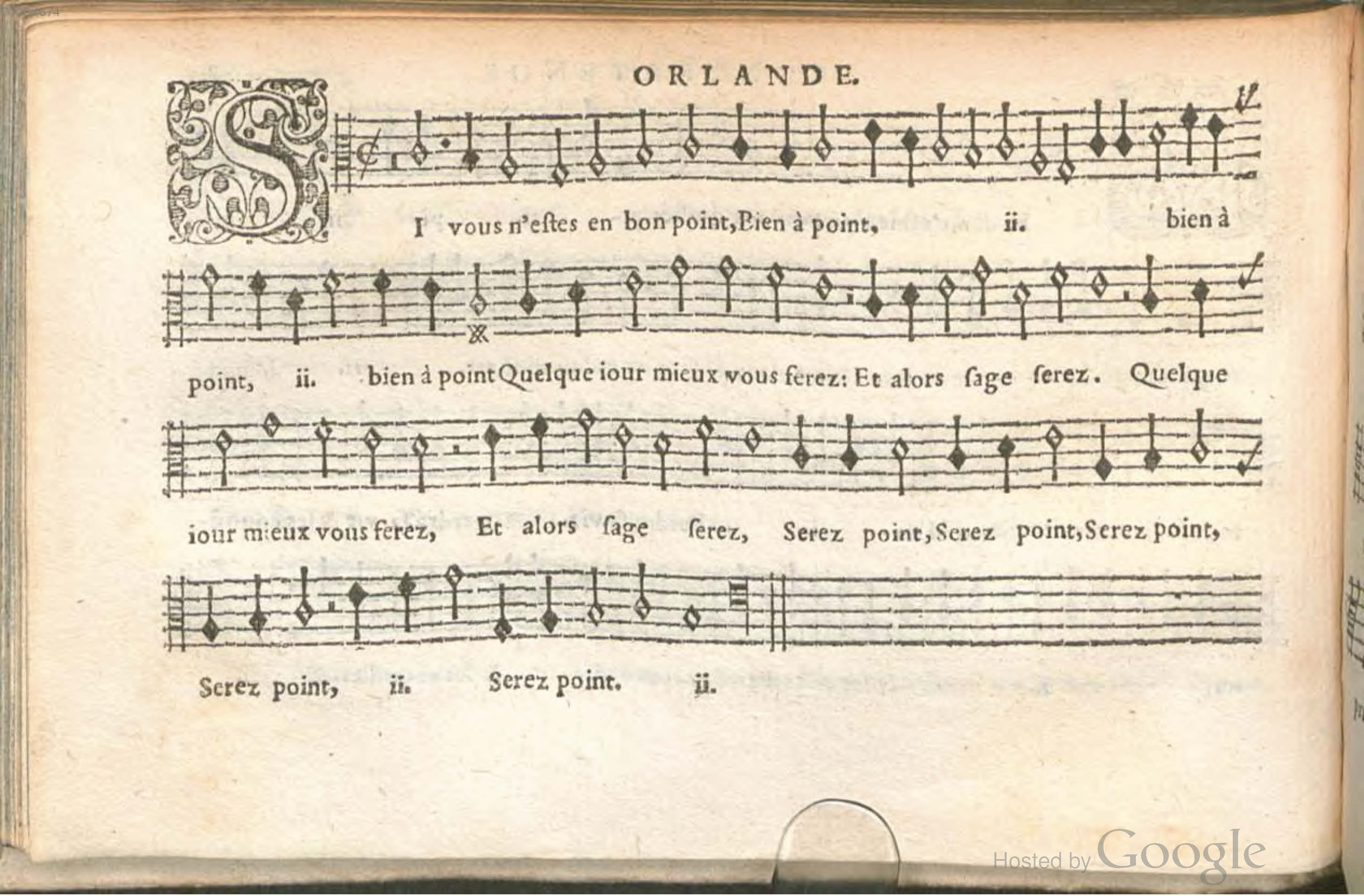 1576 - [Pierre de Saint-André] - Trésor de musique d’Orlande de Lassus Contratenor - BSB Munich