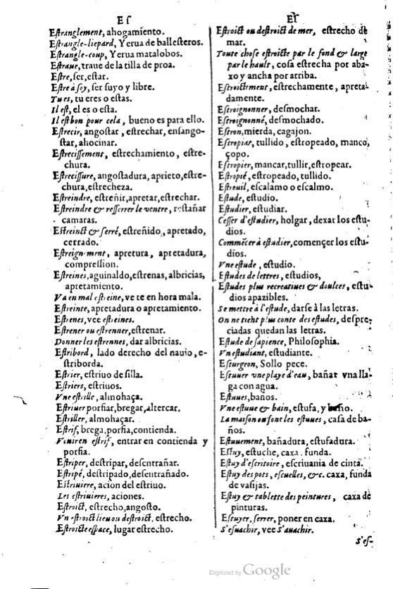 1621 - Adrian Tiffaine - Trésor des deux langues espagnole et française - BM Lyon