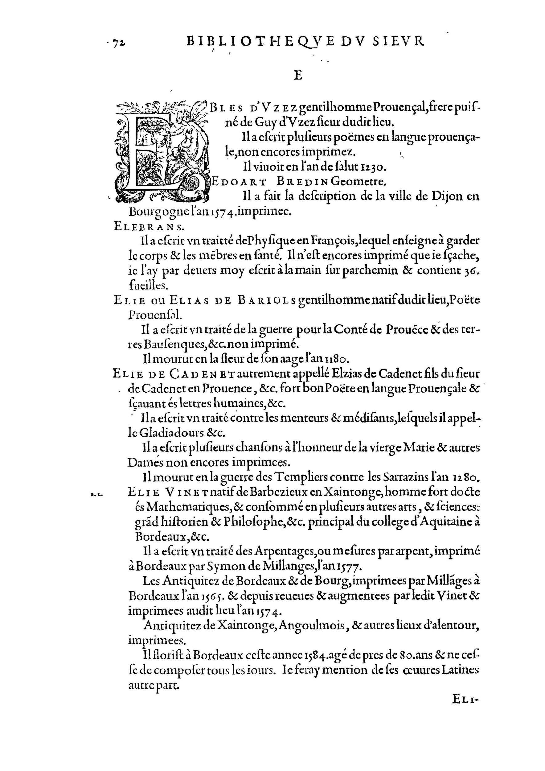 1584 - Abel L&#039;Angelier - Bibliothèques françaises - BnF