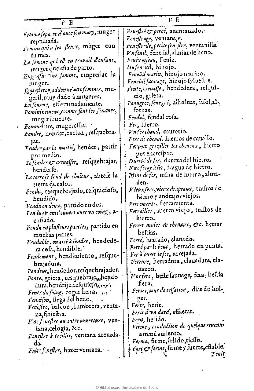 1607 - Marc Orry - Trésor des deux langues espagnole et française (Première et Seconde parties) - BU Tours