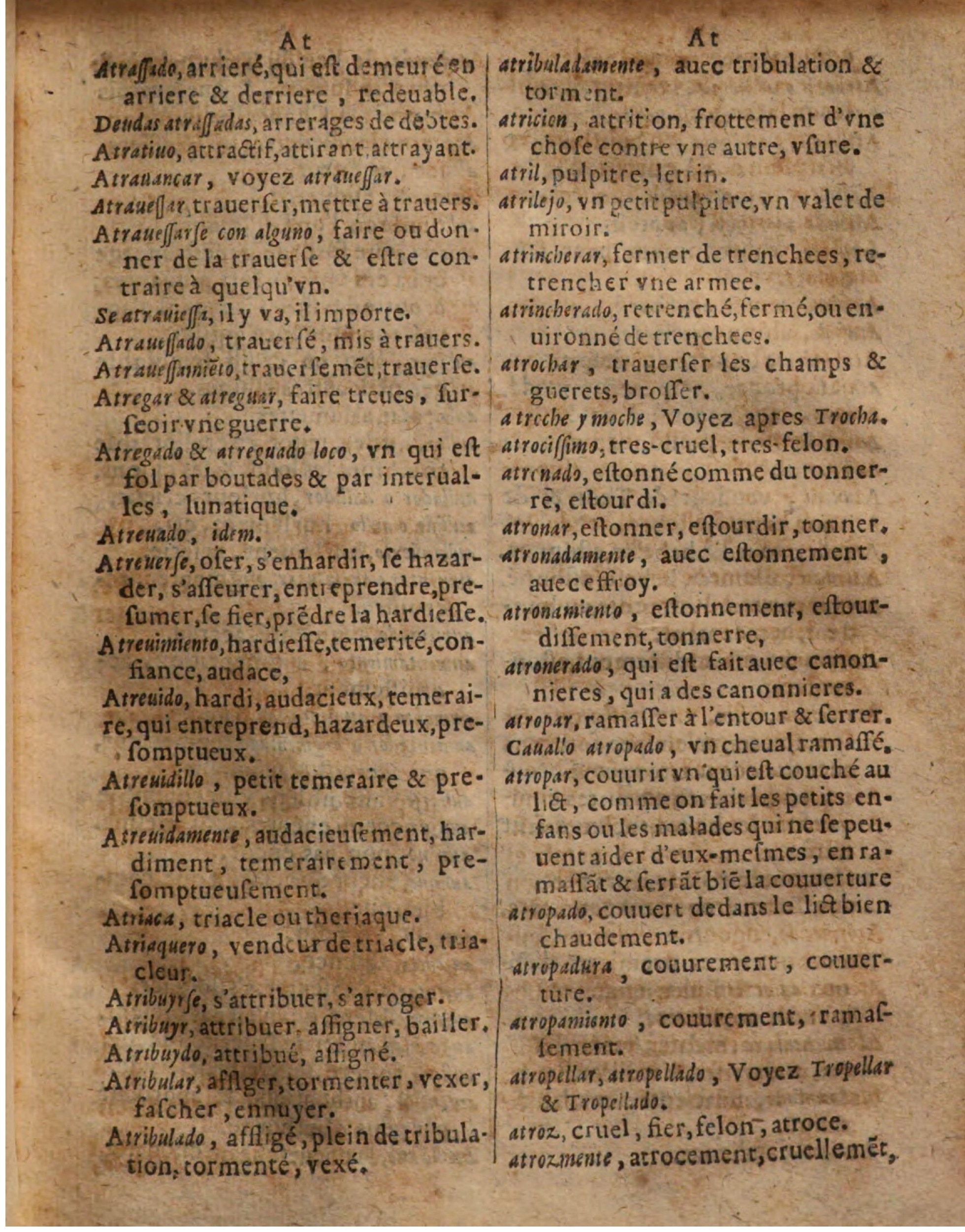 1625 - Hubert Antoine - Trésor des deux langues espagnole et française - Augsbourg