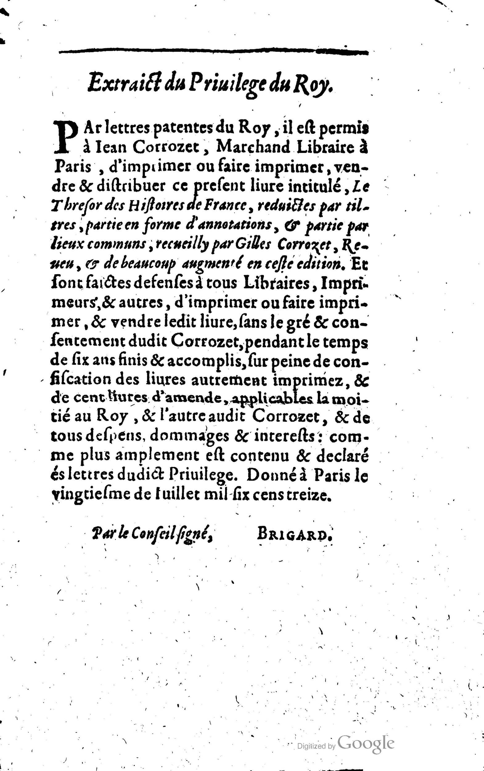 1619 - Jean Corrozet - Trésor des histoires de France - Anvers Musée Plantin-Moretus