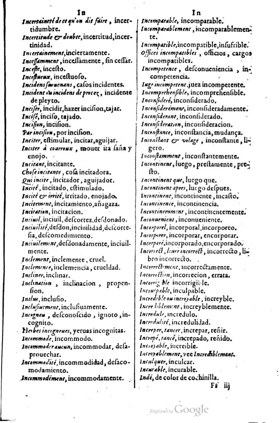 1621 - Adrian Tiffaine - Trésor des deux langues espagnole et française - BM Lyon