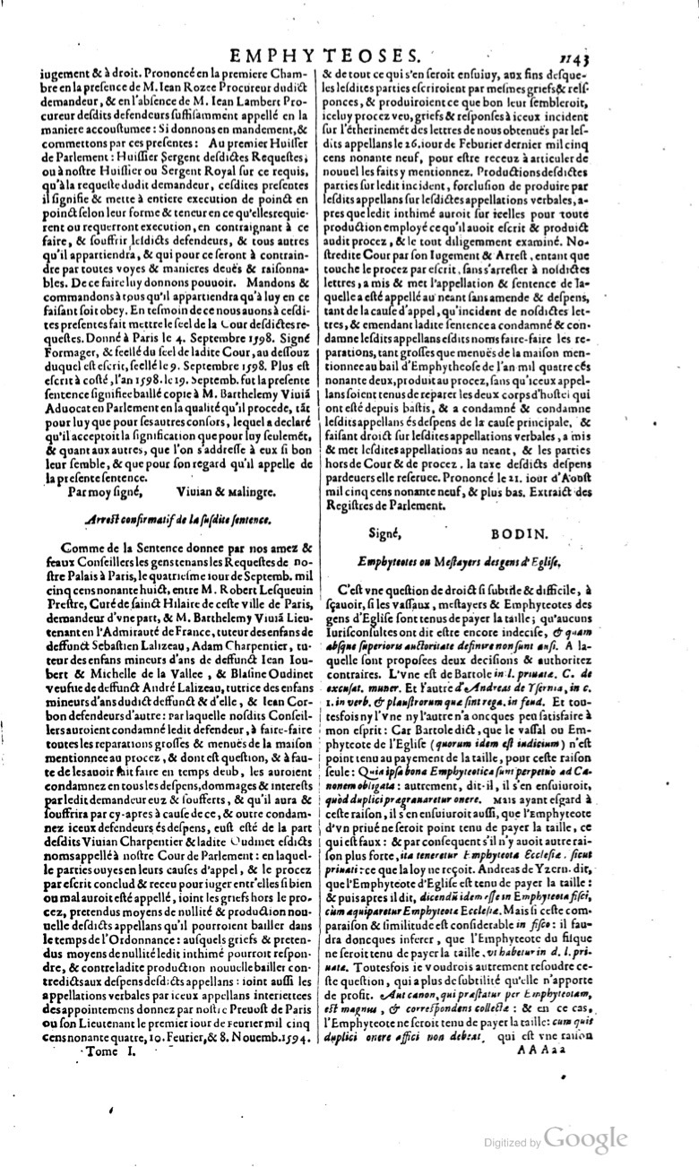 1629 - Veuve Nicolas Buon - Trésor du droit français (21754 T. 1) - BM Lyon