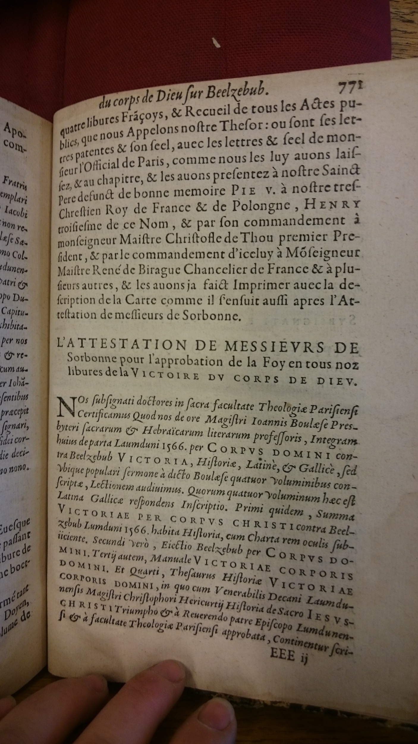 1578 - Nicolas Chesneau - Trésor et entière histoire de la triomphante victoire du corps de Dieu sur l’esprit malin - BM Lyon