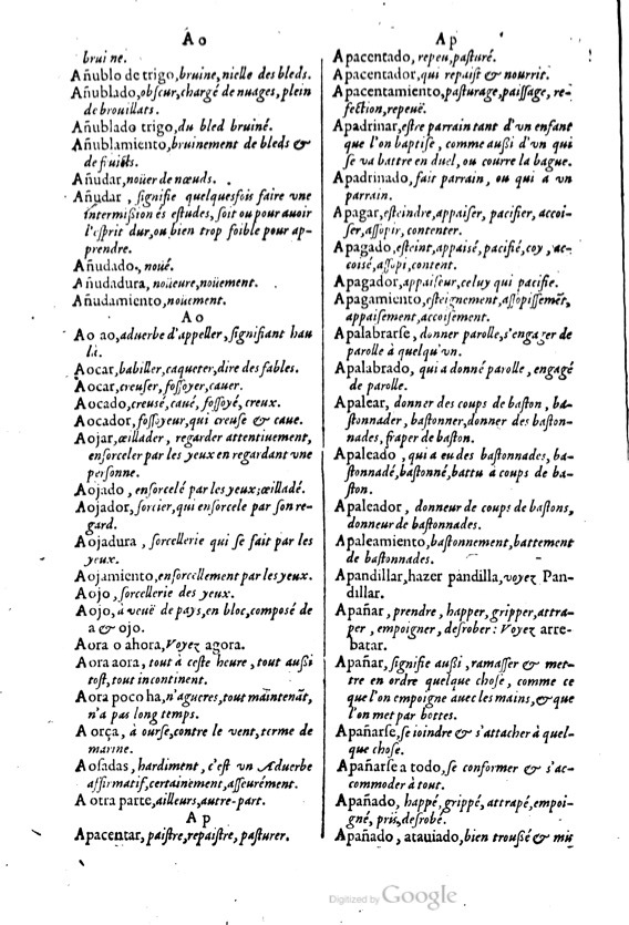 1621 - Adrian Tiffaine - Trésor des deux langues espagnole et française - BM Lyon