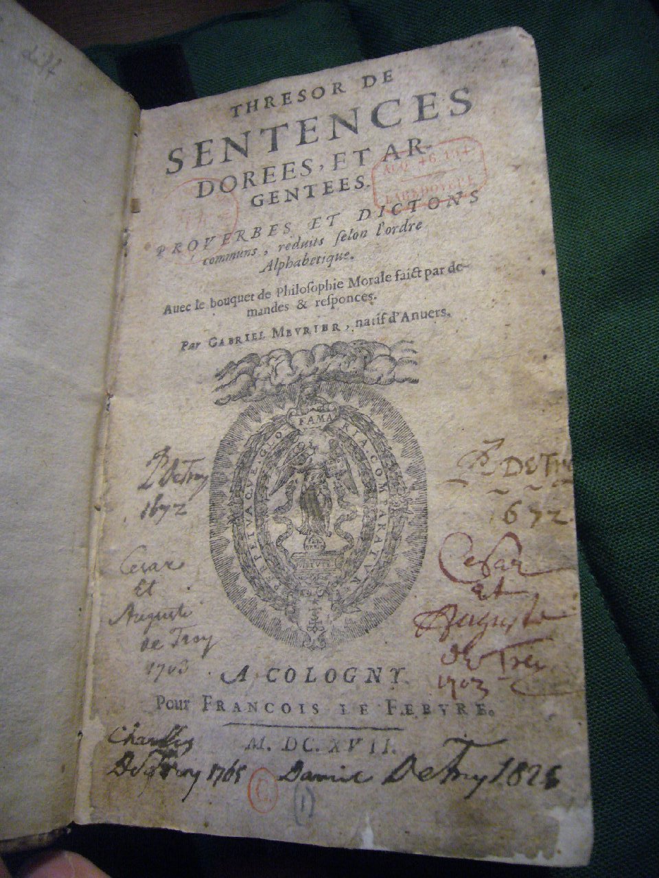 1617 - François Lefebvre - Trésor de sentences dorées et argentées - BnF Tolbiac