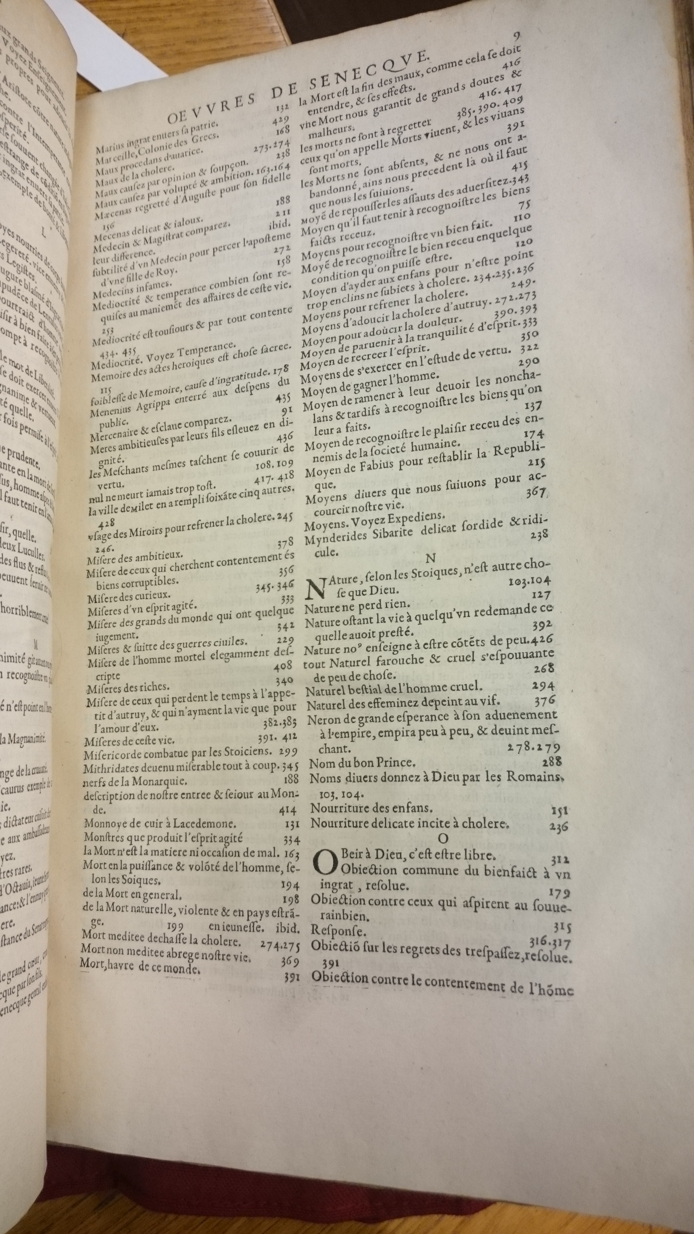 1598 - Jean Houzé - Œuvres morales et mêlées de Sénèque, Trésor de philosophie morale - BM Lyon