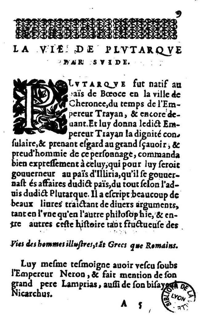 1611 - Pierre Rigaud - Trésor des vies de Plutarque - BM Lyon