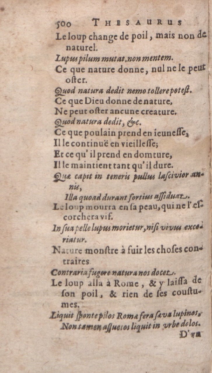 1612 - Dominicus Custos - Trésor des proverbes français  - Bibliopol-Olomuc