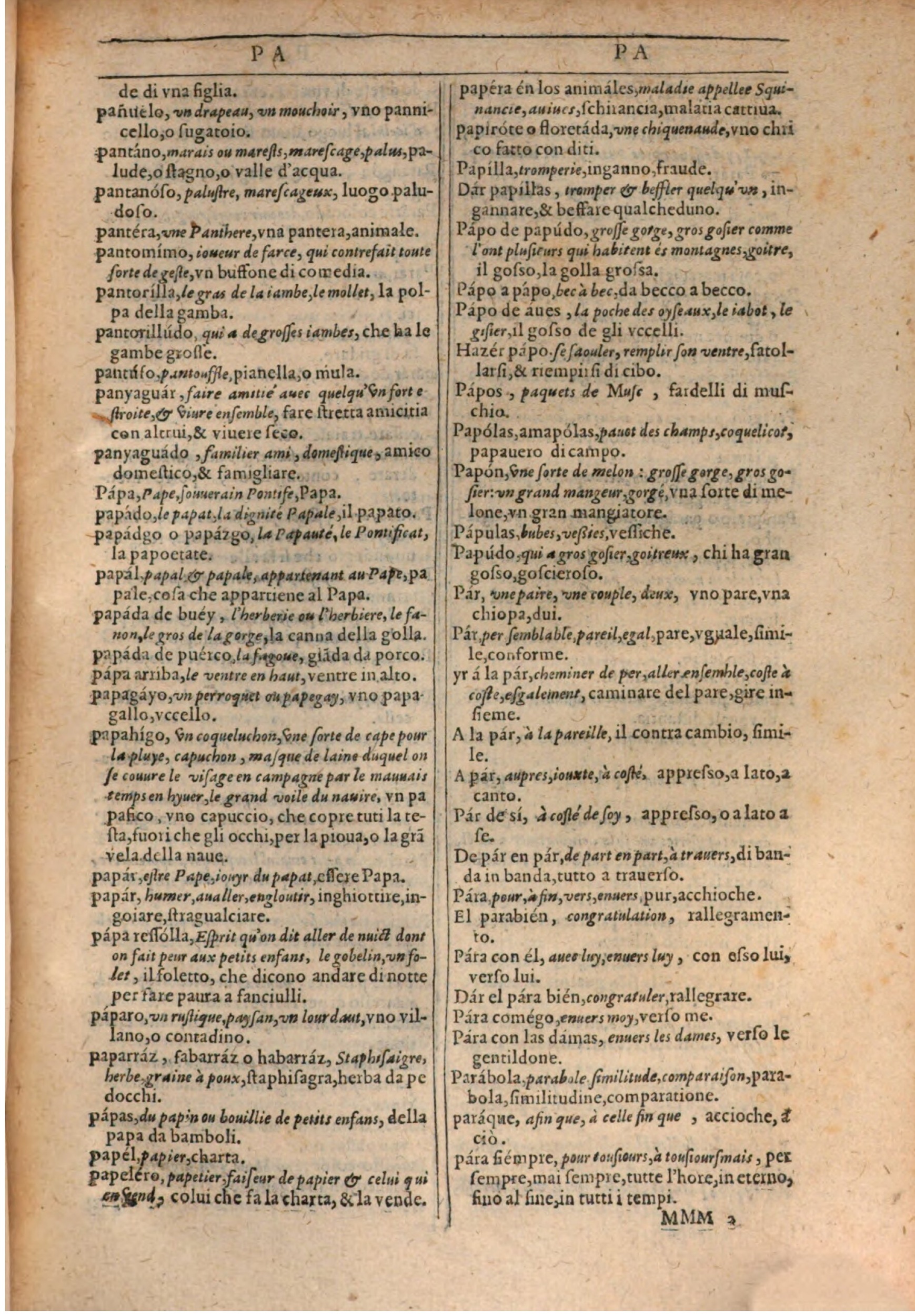 1609 - Philippe Albert et Alexandre Pernet - Trésor des trois langues française, italienne et espagnole (Première partie) - BSB Munich