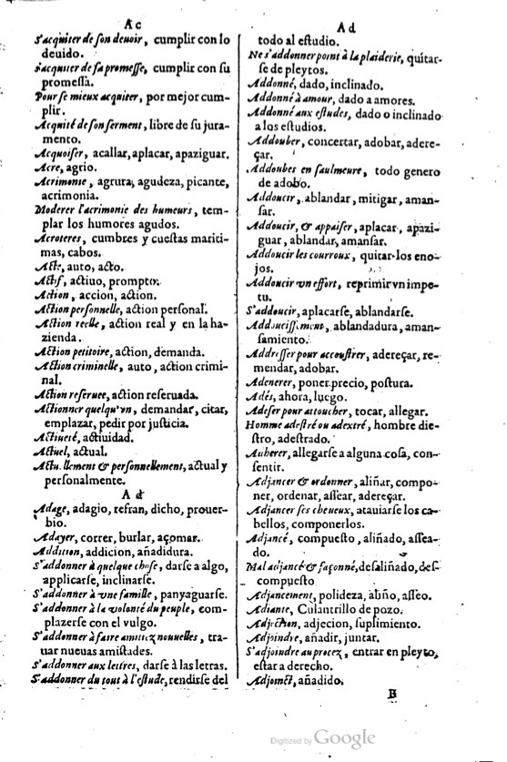 1621 - Adrian Tiffaine - Trésor des deux langues espagnole et française - BM Lyon