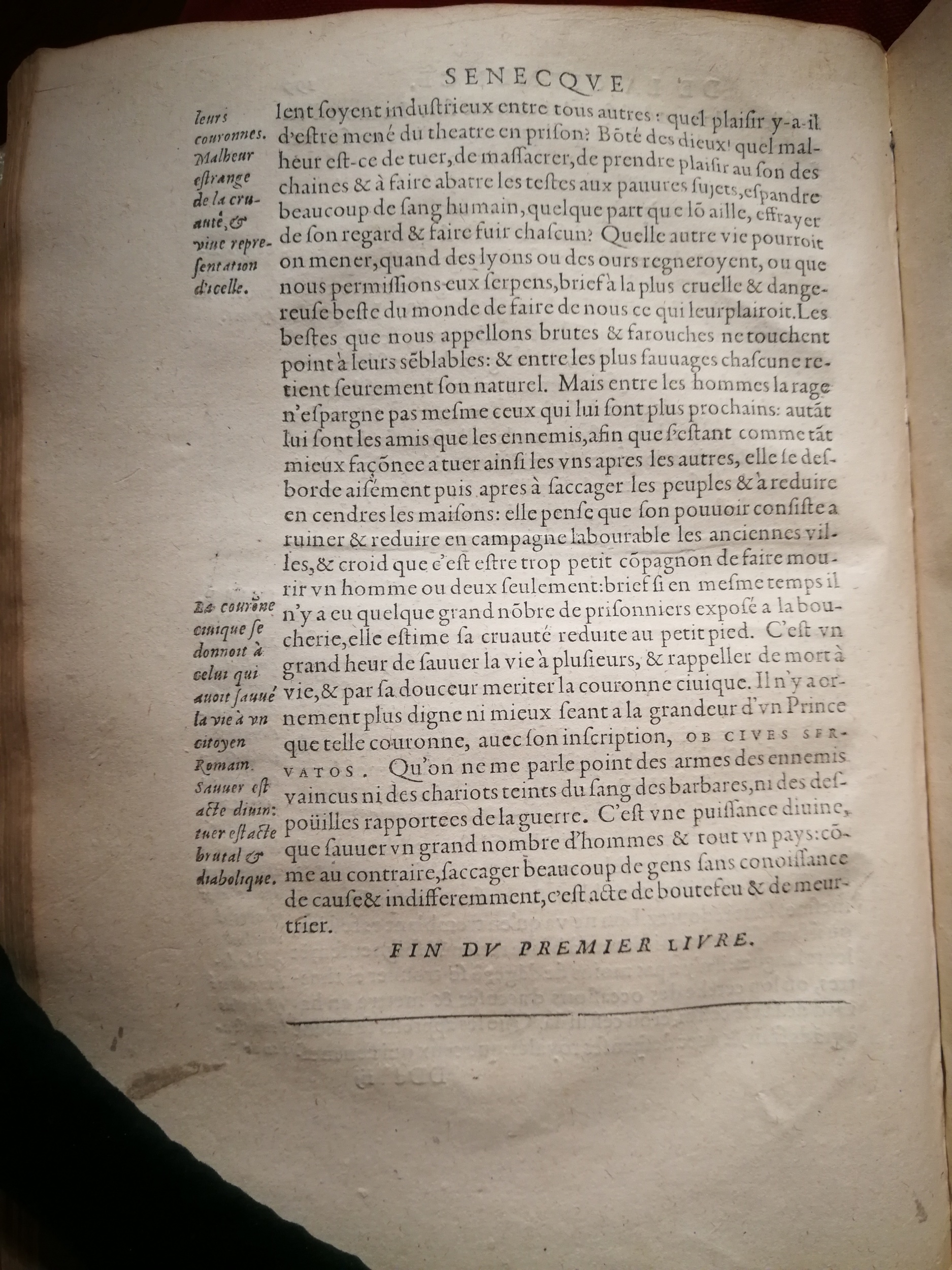 1595 - Jean Houzé - Œuvres morales et mêlées de Sénèque, Trésor de philosophie morale - T. 1 - BnF