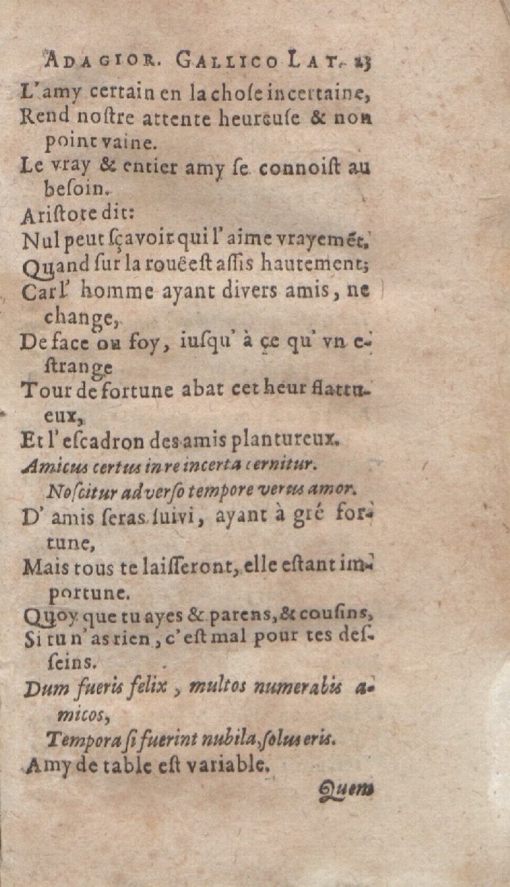 1612 - Dominicus Custos - Trésor des proverbes français  - Bibliopol-Olomuc