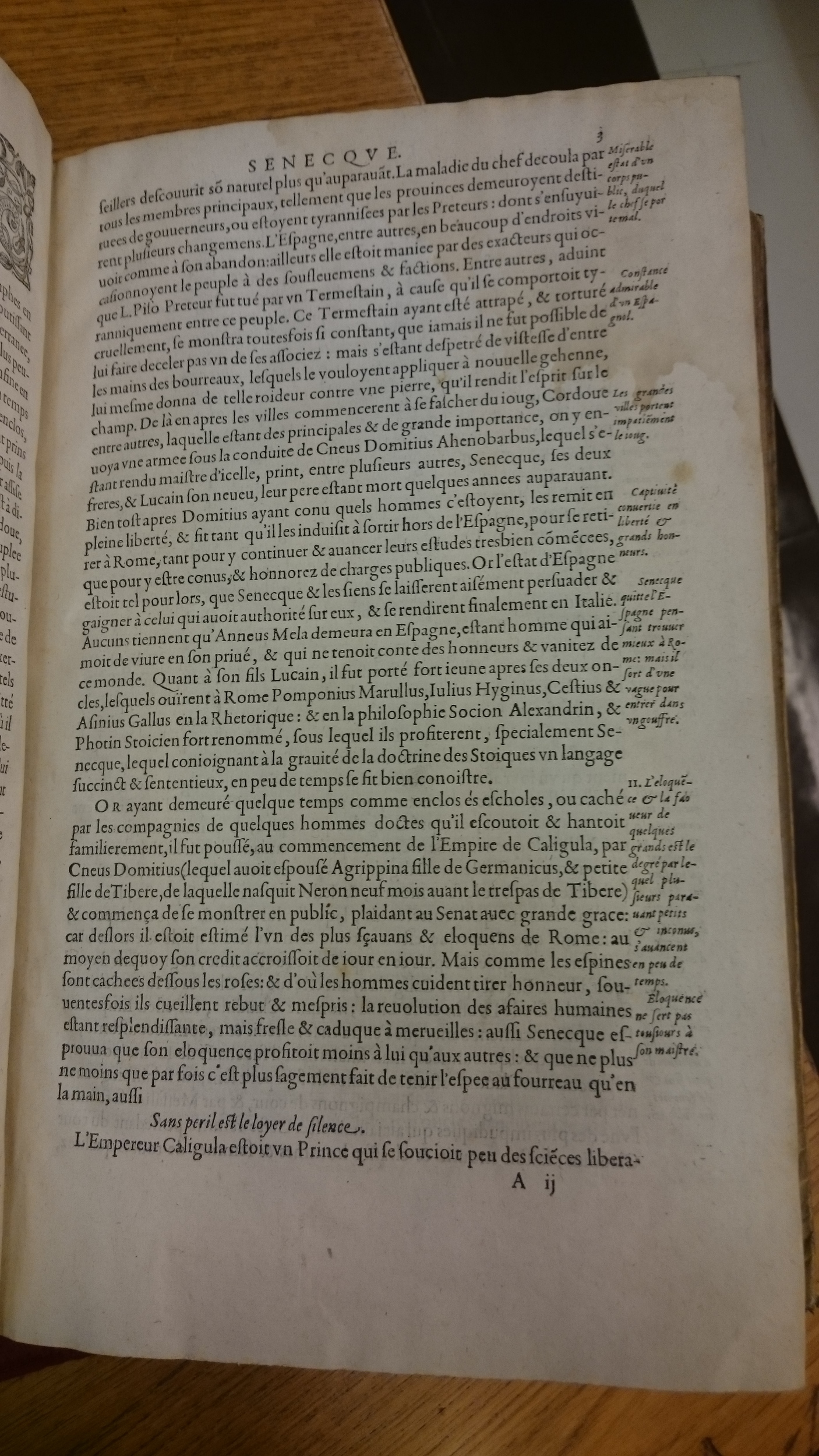 1598 - Jean Houzé - Œuvres morales et mêlées de Sénèque, Trésor de philosophie morale - BM Lyon
